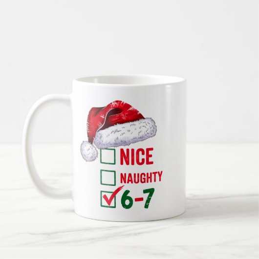 Mug Christmas Nice Naughty 67 Brainrot Funny 6-7 Meme (Gauche)