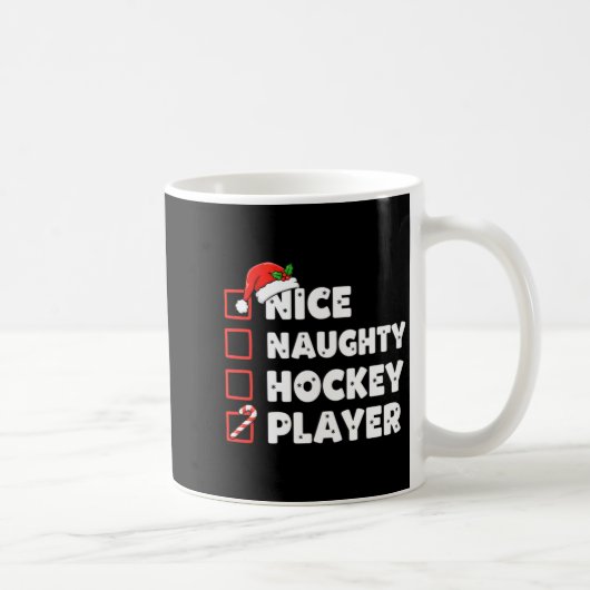 Mug Christmas Nice Naughty Hockey Player List Santa Ch (Droite)