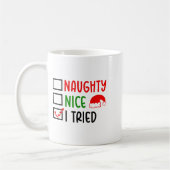 Mug Christmas Nice Naughty I Tried List Funny Family X (Gauche)