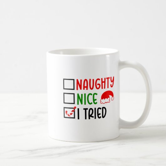 Mug Christmas Nice Naughty I Tried List Funny Family X (Droite)