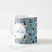 Mug Christmas Nordic Gnomes Blue Pattern With Name  (Devant gauche)