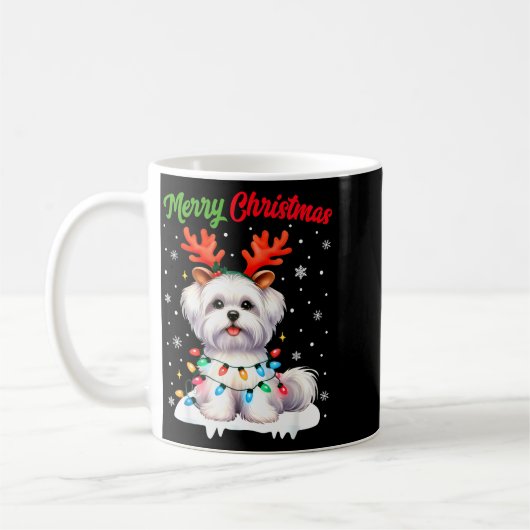 Mug Christmas Pajamas Men Women Kids Maltese Dog Chris (Gauche)