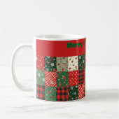 Mug Christmas patchwork pattern green red (Gauche)