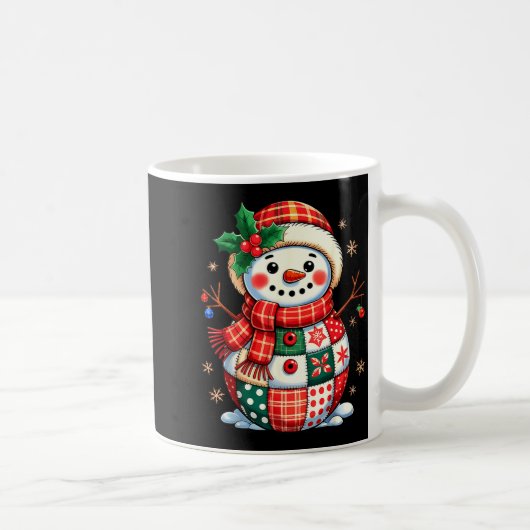 Mug Christmas Patchwork Snowman - Quilted Holiday Aest (Droite)