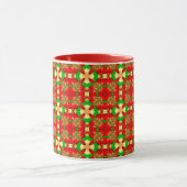 Mug Christmas Pattern Gold, Red and Green, (Centre)