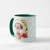 Mug Christmas Photo - Gold Glitter Wreath Family (Devant gauche)