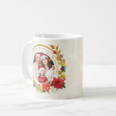 Mug Christmas Photo - Gold Glitter Wreath Family (Devant gauche)