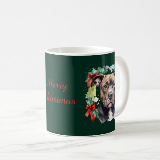 Mug Christmas Pitbull (Devant droit)