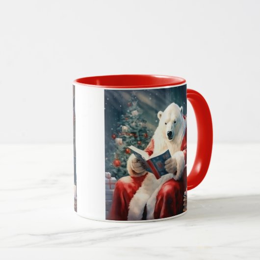 Mug Christmas Polar Bear reading (Devant droit)