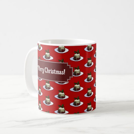 Mug Christmas Pudding Merry Christmas! Holly Pattern (Devant gauche)