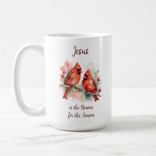 Mug Christmas Red Cardinal Jesus Reason for Season (Gauche)