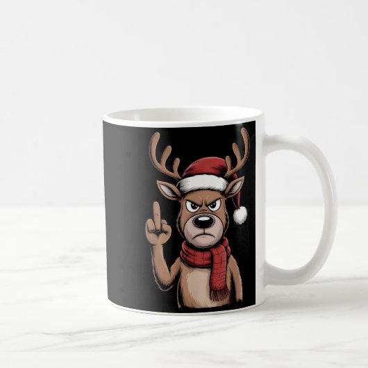 Mug Christmas Reindeer Middle Finger Sarcastic Xmas Fu (Droite)