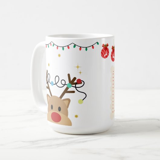 Mug Christmas Reindeer – Powered by Hot Cocoa & Cheer (Devant gauche)