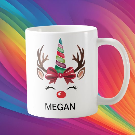 Mug Christmas Reindeer Unicorn Horn Face