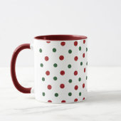 Mug Christmas Retro Dots Pattern Green Red (Gauche)