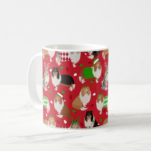 Mug Christmas Rough Collie (Devant gauche)