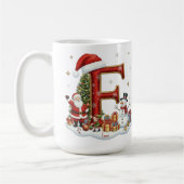 Mug Christmas Santa Claus Elf Penguin Alphabet E (Gauche)
