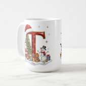 Mug Christmas Santa Claus Snowman Elf Alphabet T  (Devant gauche)