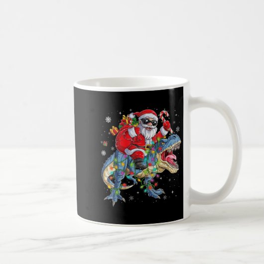 Mug Christmas Santa Riding Dinosaur Funny Xmas Lights  (Droite)