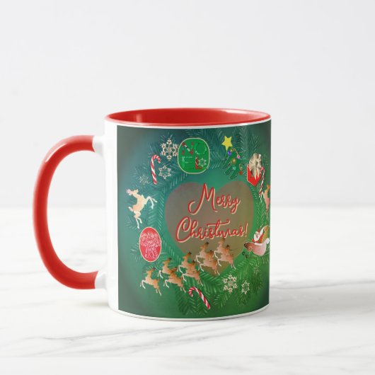 Mug Christmas Santa Wreath  (Gauche)