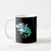 Mug Christmas Shark Santa Hat Wrapped In Lights Funny  (Gauche)