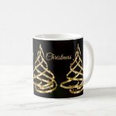 Mug Christmas Shiny Golden Ribbon Tree Sparkle Black (Devant droit)