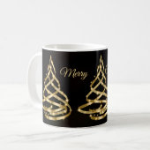 Mug Christmas Shiny Golden Ribbon Tree Sparkle Black (Devant gauche)