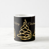 Mug Christmas Shiny Golden Ribbon Tree Sparkle Black (Centre)
