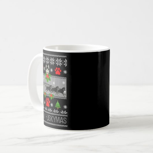 Mug Christmas Siberian Husky Dog Husky Ugly Merry Husk (Devant gauche)