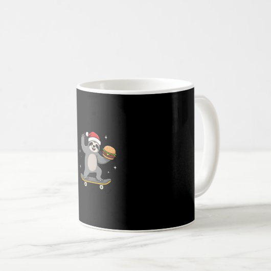 Mug CHRISTMAS SLOTH Funny Christmas Skateboard Sloth ( (Devant droit)