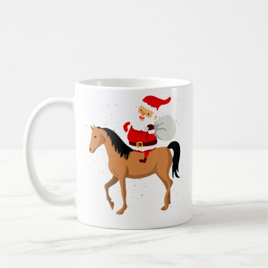 Mug Christmas Snowy Santa Riding Horse Xmas Ugly (Gauche)