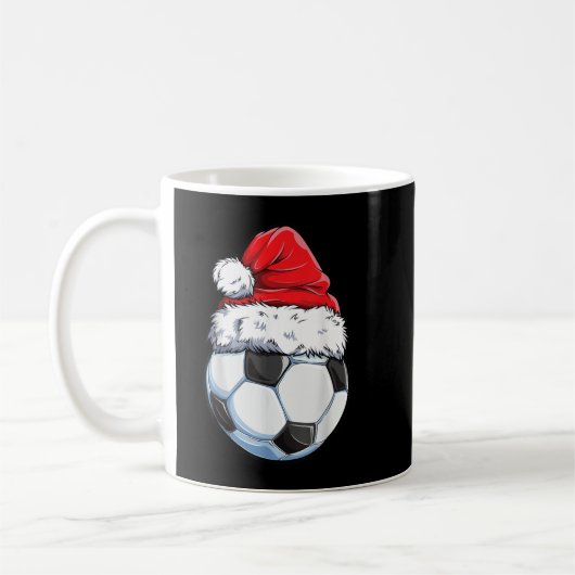 Mug Christmas Soccer Ball Santa Hat Funny Sport Xmas B (Gauche)