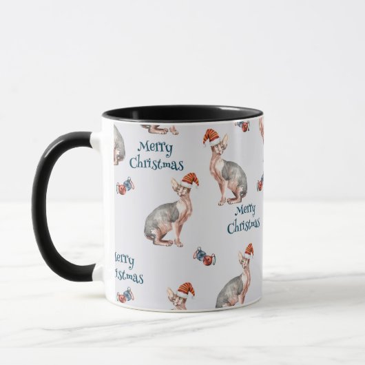 Mug Christmas Sphynx Cat Gift, Xmas Holiday Decoration (Gauche)
