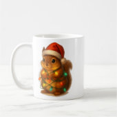 Mug Christmas Squirrel Santa Hat Wrapped In Lights Fun (Gauche)