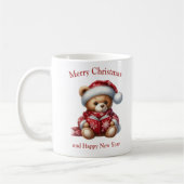 Mug Christmas teddy bear reading a book mistletoe (Gauche)