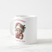 Mug Christmas teddy bear reading a book mistletoe (Devant gauche)