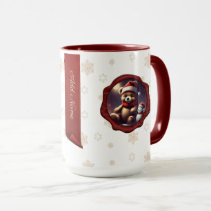 Mug Christmas Teddy Friend Bannière personnalisée Blan