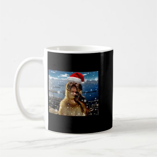 Mug Christmas Thinking Monkey Meme Brainrot Xmas Gift  (Gauche)