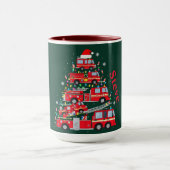 Mug Christmas Tree Design Made of Fire Trucks (Centre)