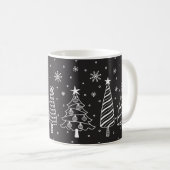 Mug Christmas Tree in Snow Chalk Board Black and White (Devant droit)