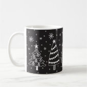 Mug Christmas Tree in Snow Chalk Board Black and White (Gauche)