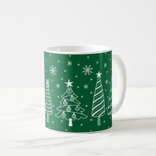 Mug Christmas Tree in Snow Chalk Board Green and White (Devant droit)