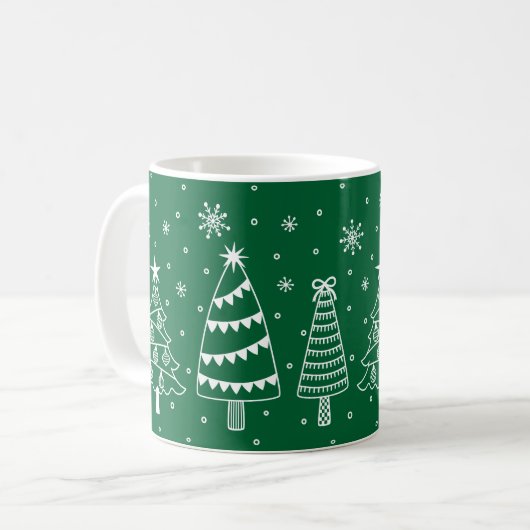 Mug Christmas Tree in Snow Chalk Board Green and White (Devant gauche)