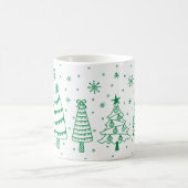 Mug Christmas Tree in Snow Green and White Inky Doodle (Centre)