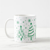 Mug Christmas Tree in Snow Green and White Inky Doodle (Gauche)