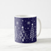 Mug Christmas Trees in Snow Chalk Board Blue and White (Devant droit)