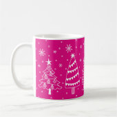 Mug Christmas Trees in Snow Chalk Board Pink and White (Gauche)