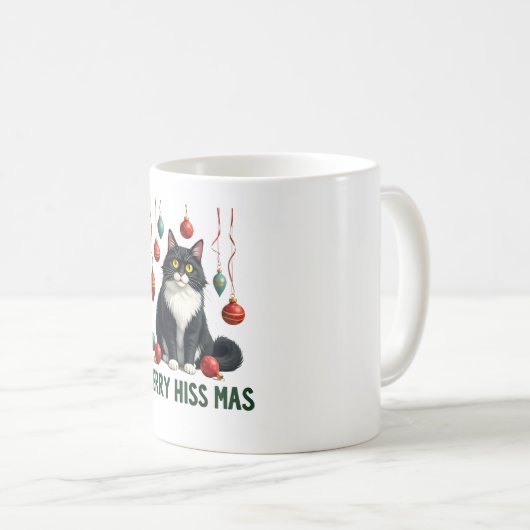 Mug Christmas Tuxedo Cat with Holiday Decorations Merr (Devant droit)