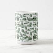 Mug Christmas Village Themed Green Toile Design (Centre)