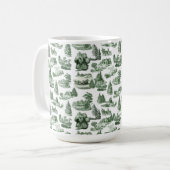 Mug Christmas Village Themed Green Toile Design (Devant gauche)